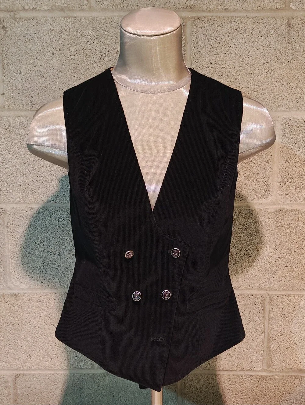 Dolce & Gabbana Vintage Corduroy Leopard Lined Double-Breasted Vest IT 42 / US 6